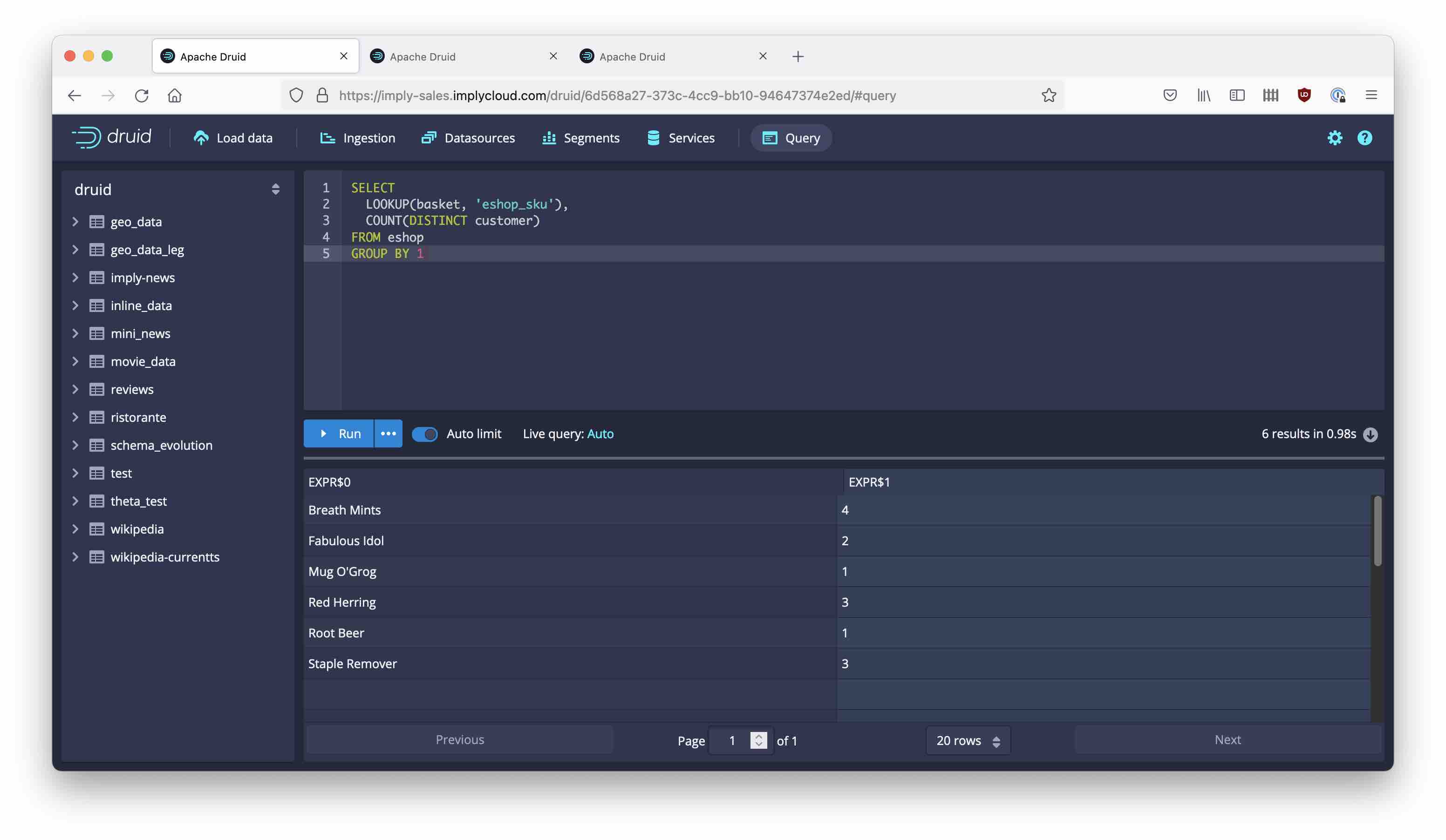 Group by query with lookup