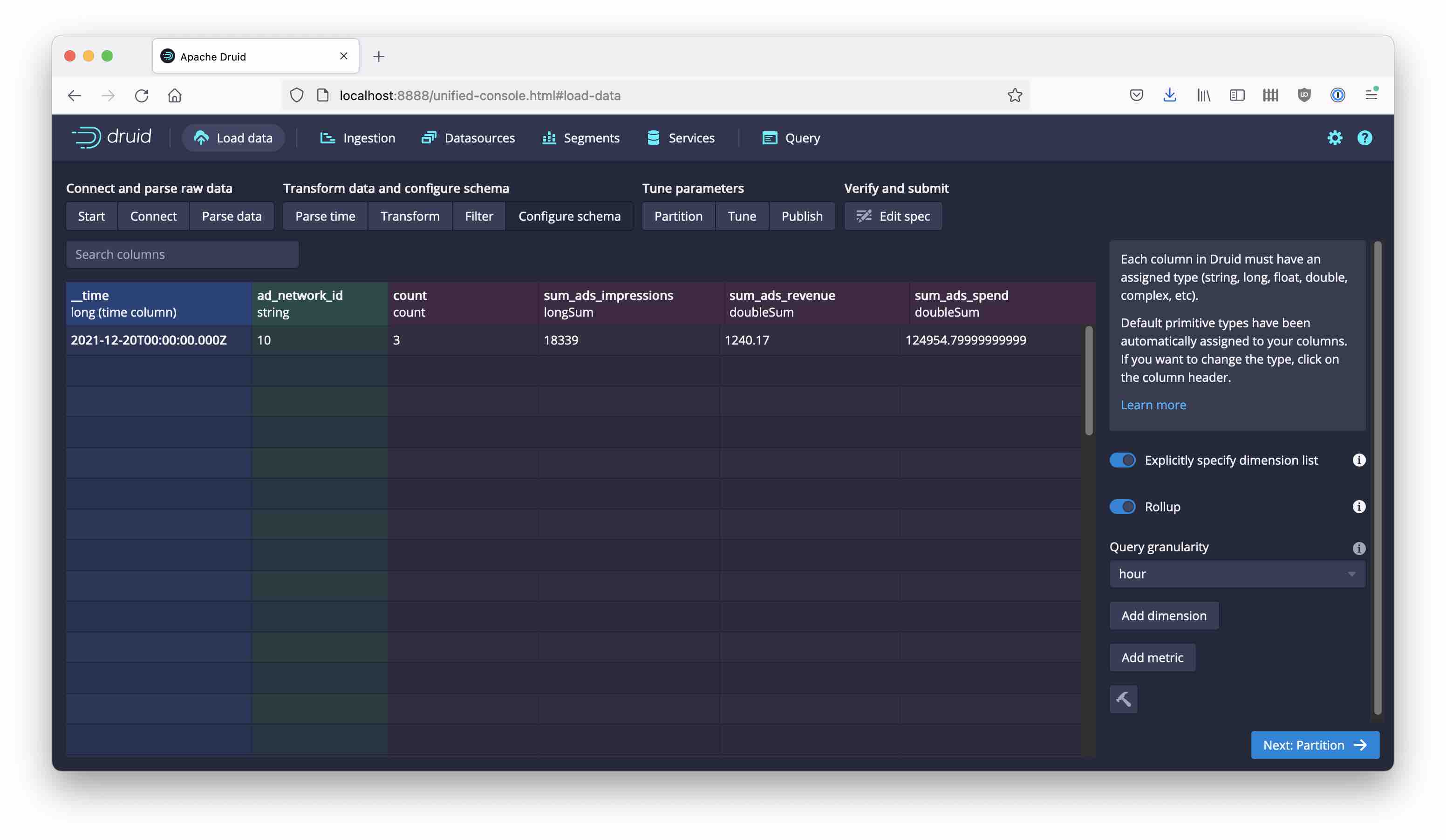 Final data schema