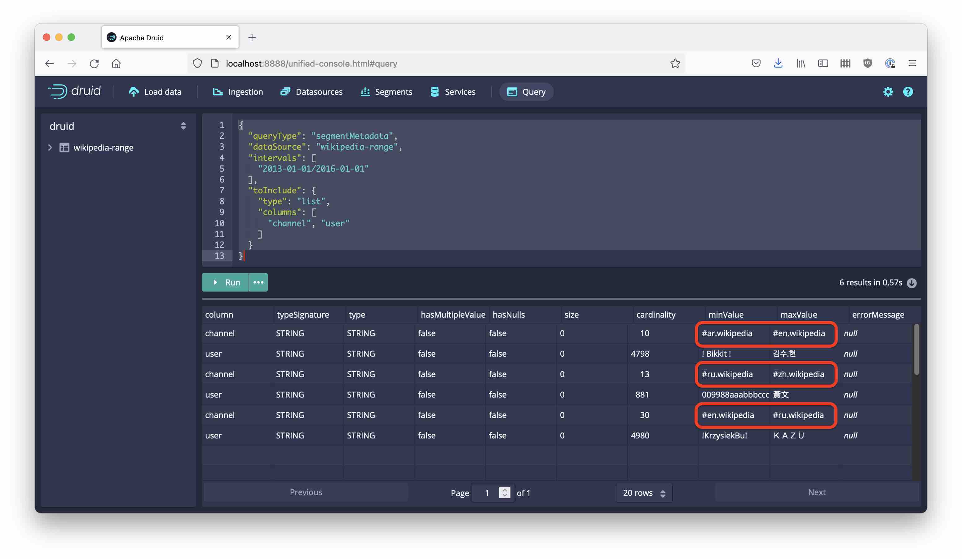 Segment metadata