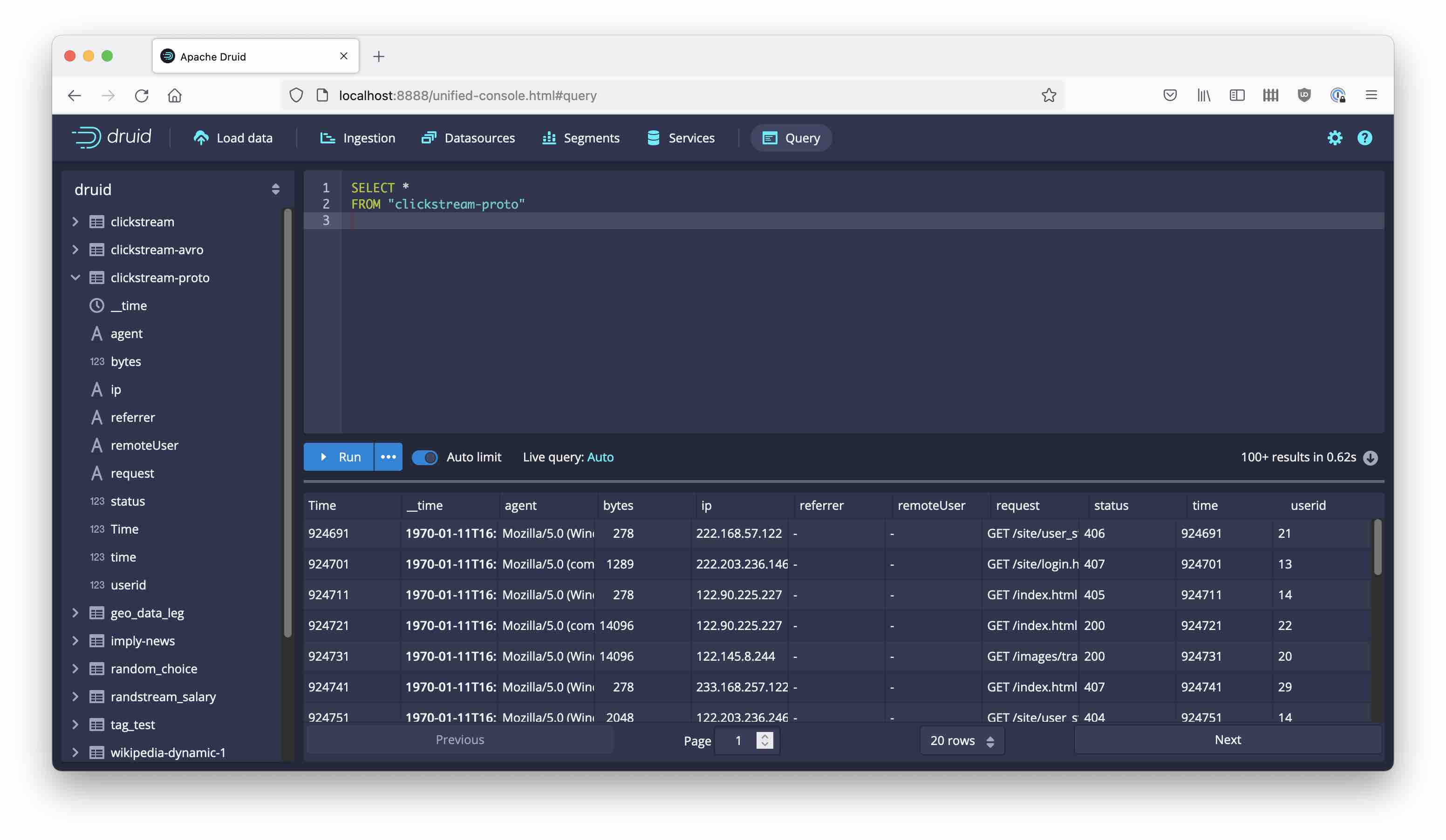 Query Protobuf datasource