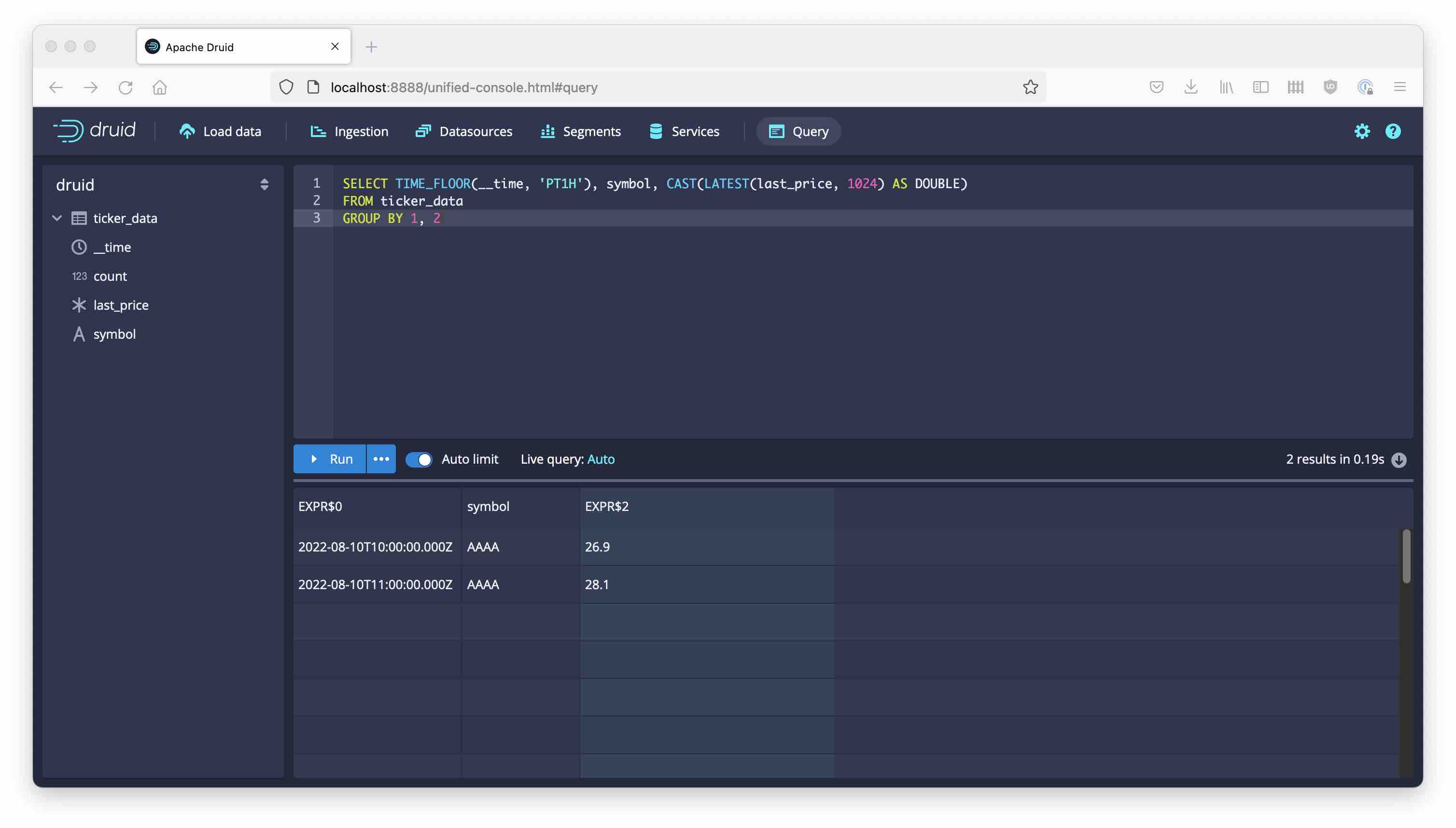 Aggregate query